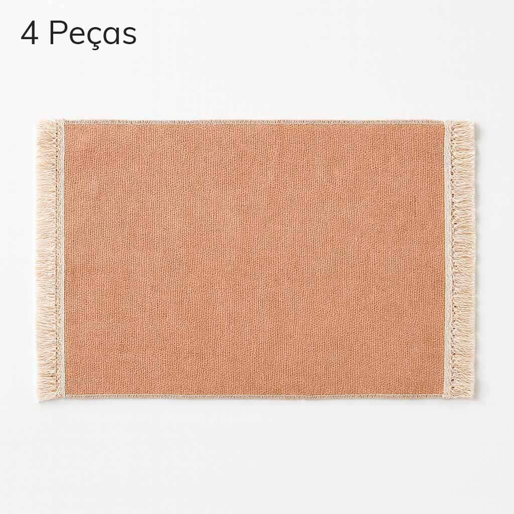 Jogo Americano de Linho com Franjas 4 Peças Jogo Americano de Linho com Franjas 4 Peças Doca Cáqui 
