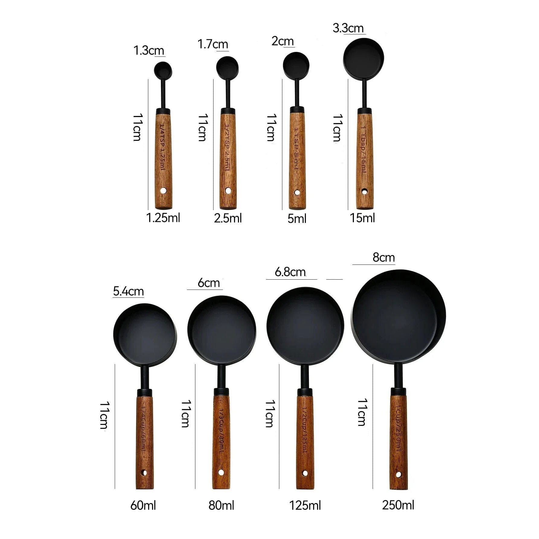 Kit Colheres Medidoras de Metal com Cabo de Madeira Kit Colheres Medidoras de Metal com Cabo de Madeira Doca 