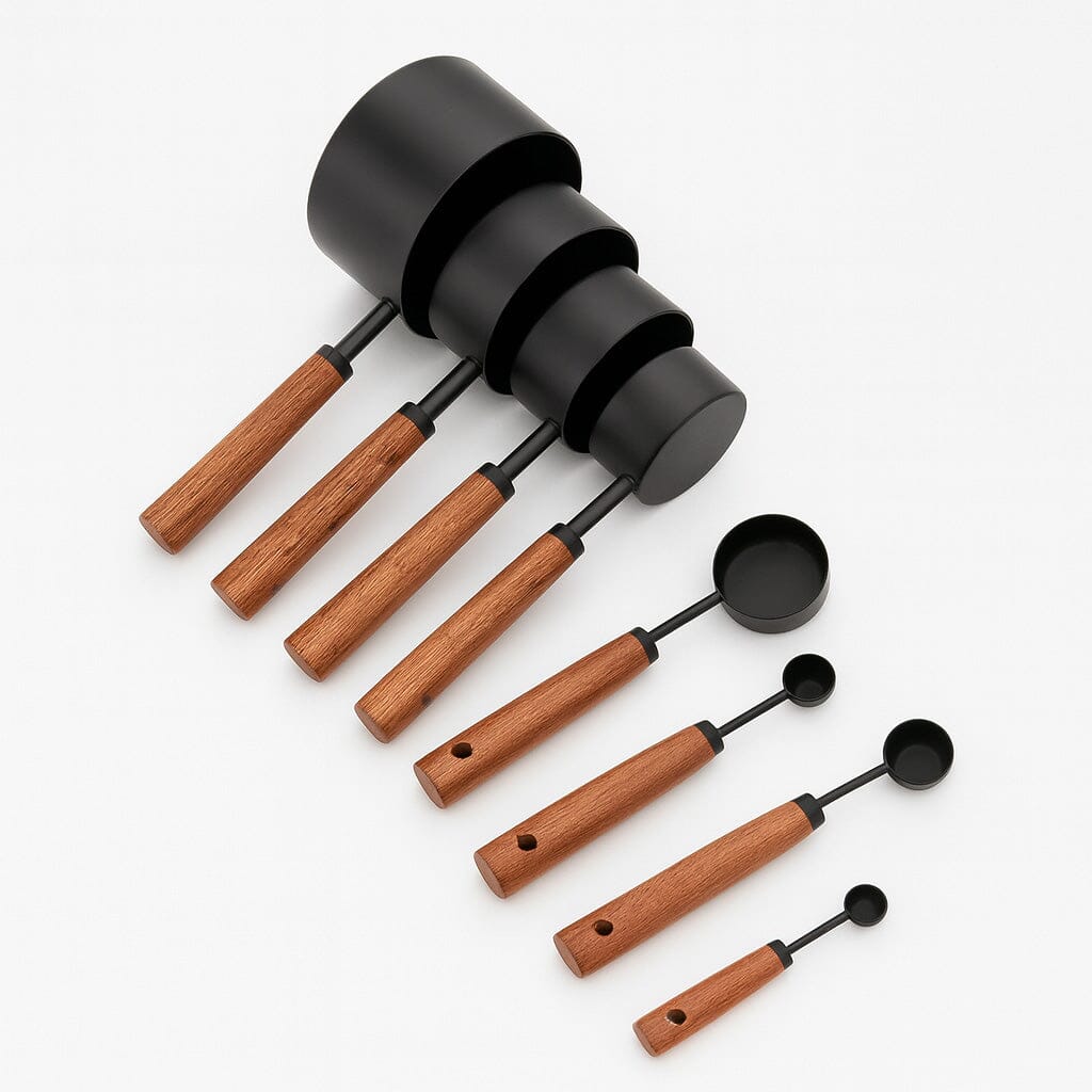 Kit Colheres Medidoras de Metal com Cabo de Madeira Kit Colheres Medidoras de Metal com Cabo de Madeira Doca 