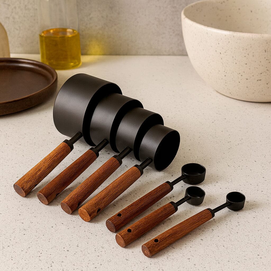 Kit Colheres Medidoras de Metal com Cabo de Madeira Kit Colheres Medidoras de Metal com Cabo de Madeira Doca 