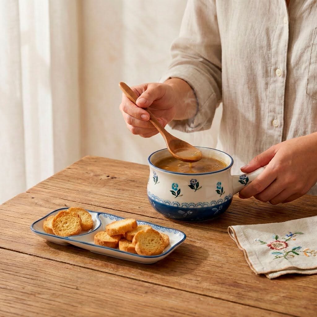 Kit Tigela com Bandeja de Cerâmica Pintada à Mão Kit Tigela com Bandeja de Cerâmica Pintada à Mão Doca 