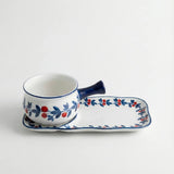 Kit Tigela com Bandeja de Cerâmica Pintada à Mão Kit Tigela com Bandeja de Cerâmica Pintada à Mão Doca Kit Mirtilo 