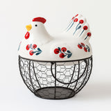 Porta Ovos de Cerâmica e Metal Formato Galinha Porta Ovos de Cerâmica e Metal Formato Galinha Doca 1 
