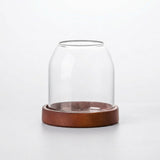 Porta Talheres de Mesa em Vidro com Base de Madeira Porta Talheres de Mesa em Vidro com Base de Madeira Doca Pequeno transparente 