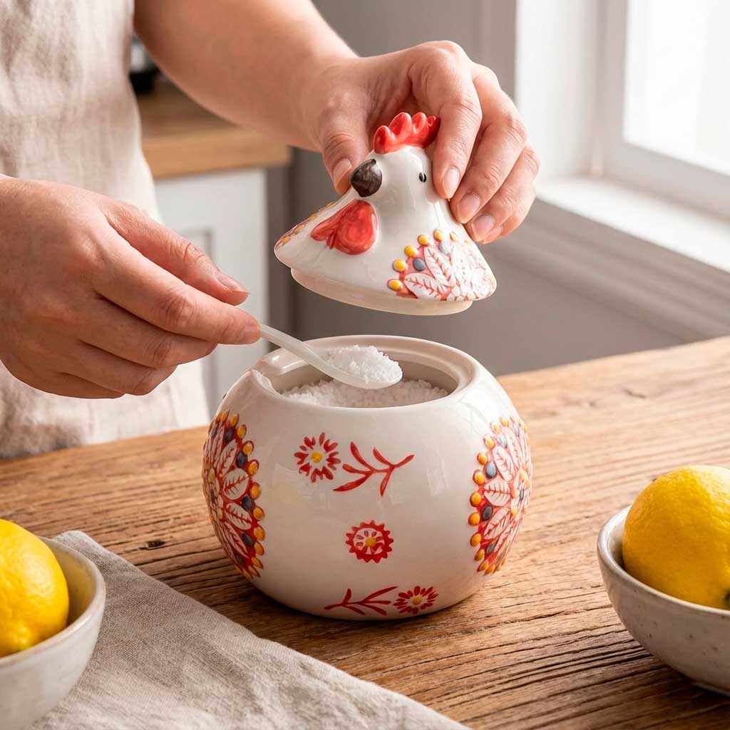 Porta Temperos de Cerâmica em Formato de Galinha Porta Temperos de Cerâmica em Formato de Galinha Doca 