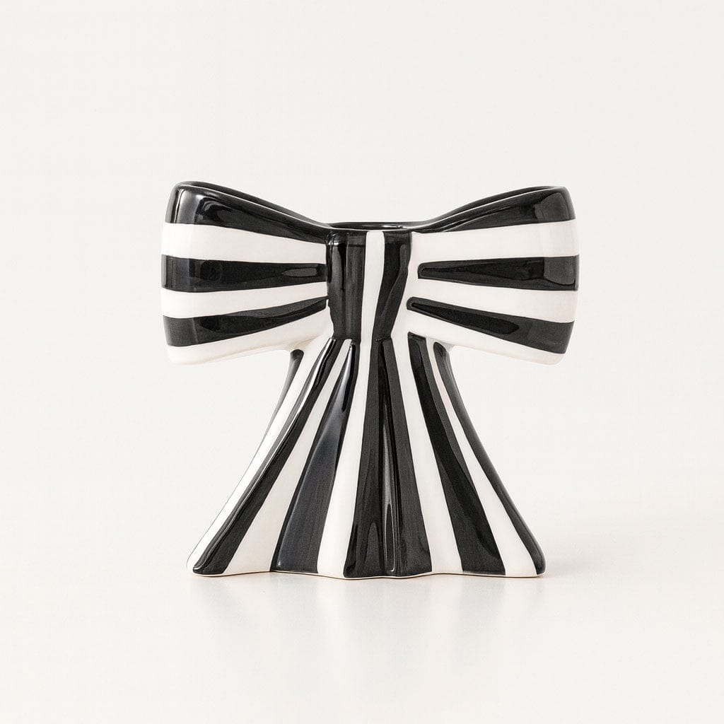 Porta Vela de Cerâmica Laço Natalino Elegante Porta Vela de Cerâmica Laço Natalino Elegante Doca Preto 