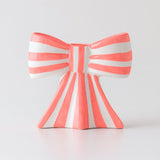 Porta Vela de Cerâmica Laço Natalino Elegante Porta Vela de Cerâmica Laço Natalino Elegante Doca Rosa 