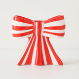 Porta Vela de Cerâmica Laço Natalino Elegante Porta Vela de Cerâmica Laço Natalino Elegante Doca Vermelho 