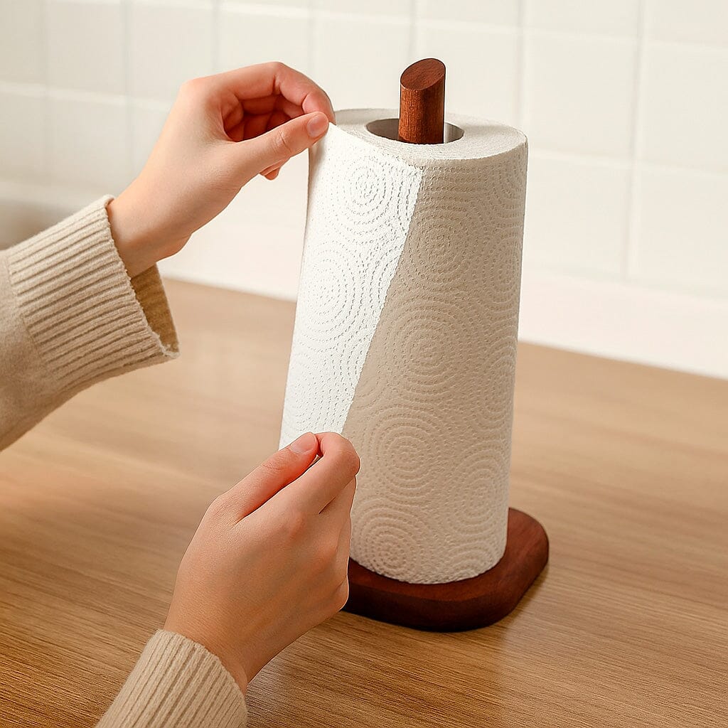 Suporte de Madeira para Papel Toalha com Base Quadrada Suporte de Madeira para Papel Toalha com Base Quadrada Doca 