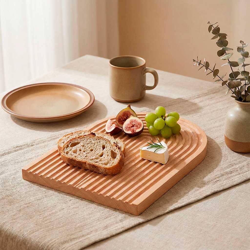 Tábua de Madeira Natural para Servir Forma Ondulada Tábua de Madeira Natural para Servir Forma Ondulada Doca 