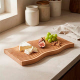 Tábua de Madeira Natural para Servir Forma Ondulada Tábua de Madeira Natural para Servir Forma Ondulada Doca 