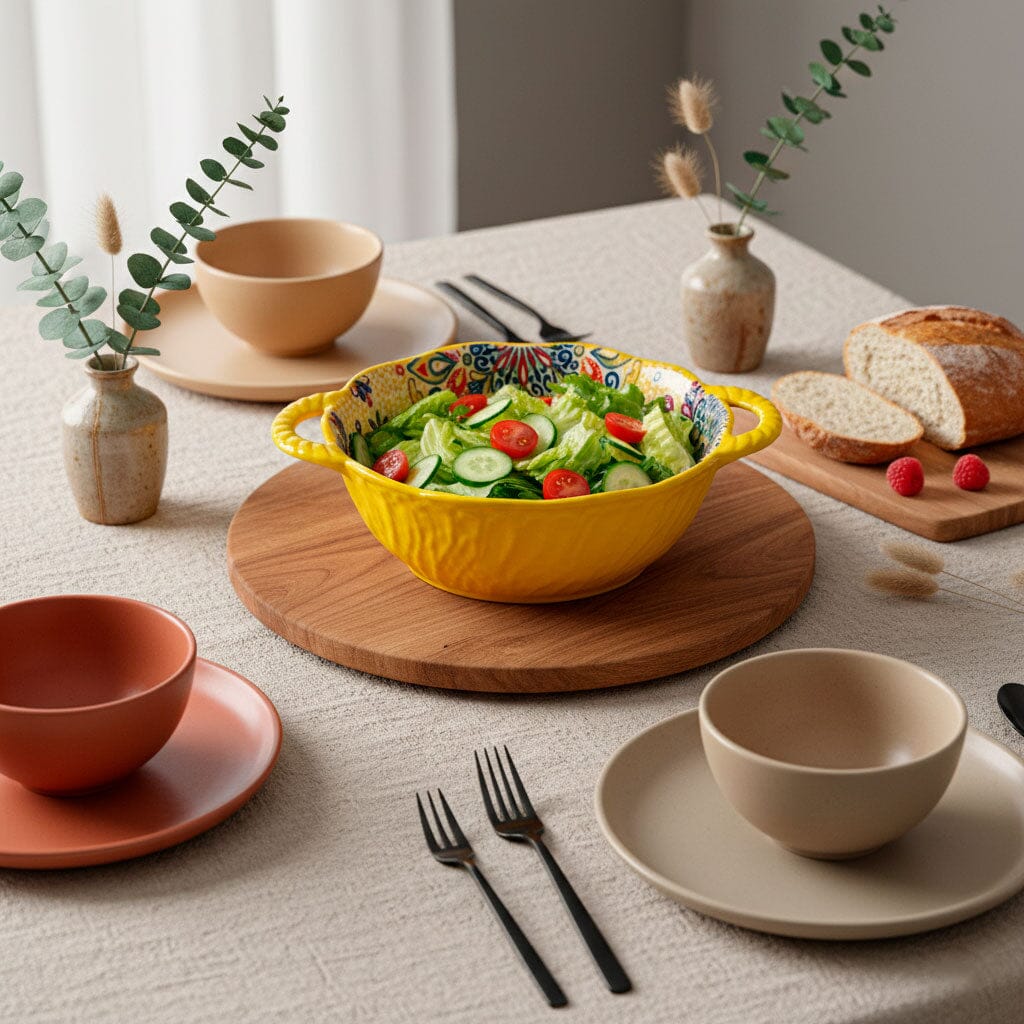 Tigela de Cerâmica Colorida com Alças e Design Artesanal Tigela de Cerâmica Colorida com Alças e Design Artesanal Doca 