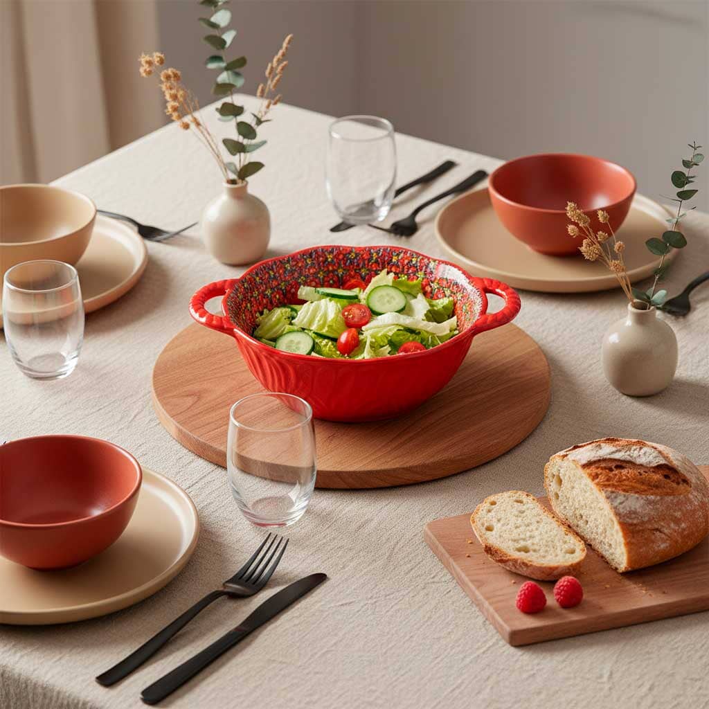 Tigela de Cerâmica Colorida com Alças e Design Artesanal Tigela de Cerâmica Colorida com Alças e Design Artesanal Doca 