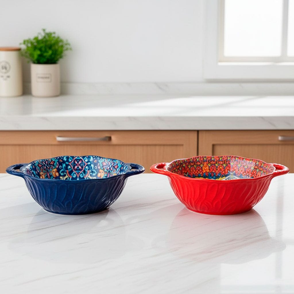 Tigela de Cerâmica Colorida com Alças e Design Artesanal Tigela de Cerâmica Colorida com Alças e Design Artesanal Doca 