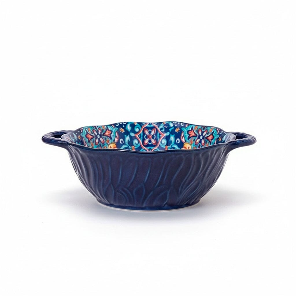 Tigela de Cerâmica Colorida com Alças e Design Artesanal Tigela de Cerâmica Colorida com Alças e Design Artesanal Doca Azul 