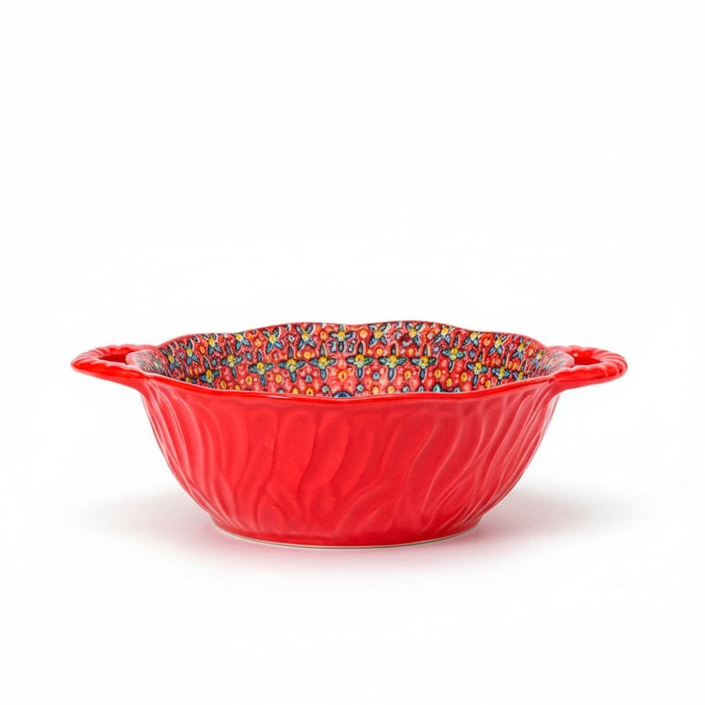 Tigela de Cerâmica Colorida com Alças e Design Artesanal Tigela de Cerâmica Colorida com Alças e Design Artesanal Doca Vermelho 