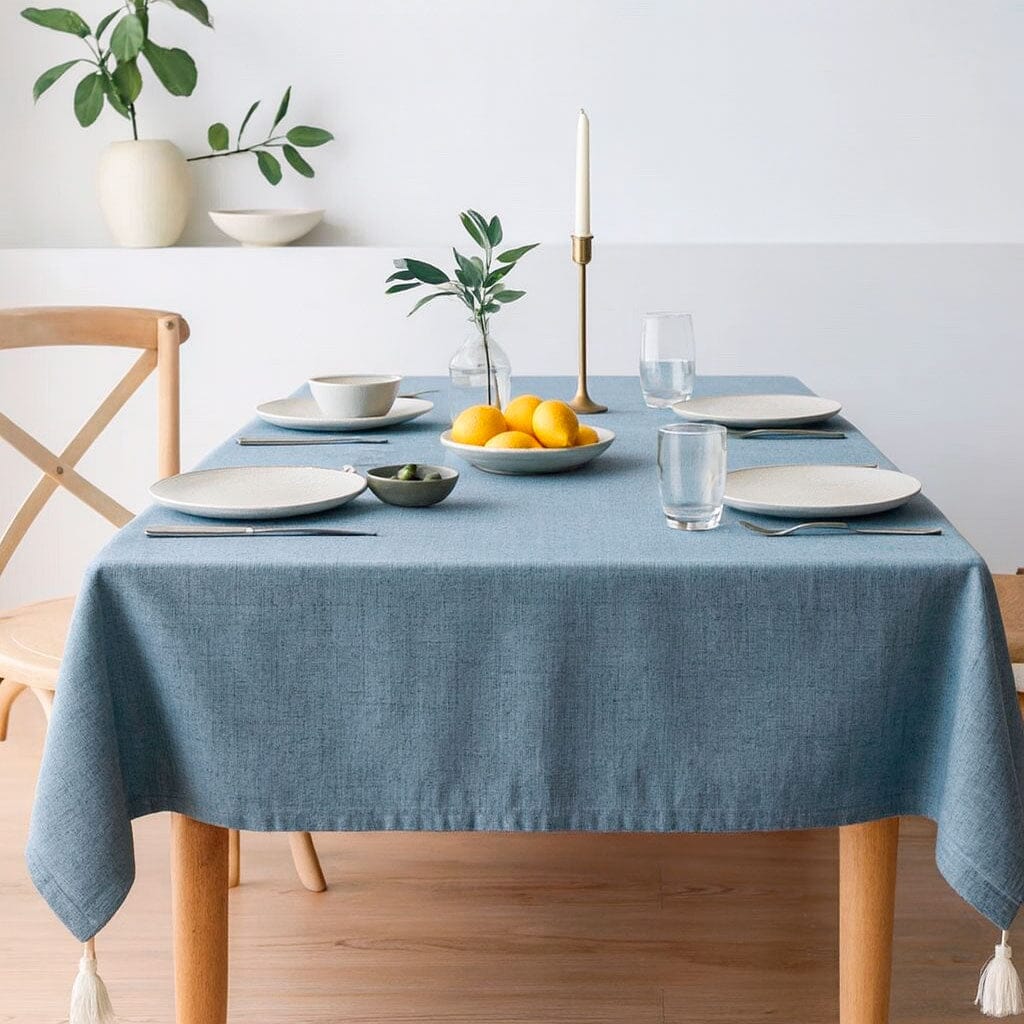 Toalha de Mesa de Linho com Ponta Tassel Toalha de Mesa de Linho com Ponta Tassel Doca 