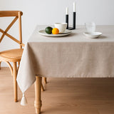 Toalha de Mesa de Linho com Ponta Tassel Toalha de Mesa de Linho com Ponta Tassel Doca 
