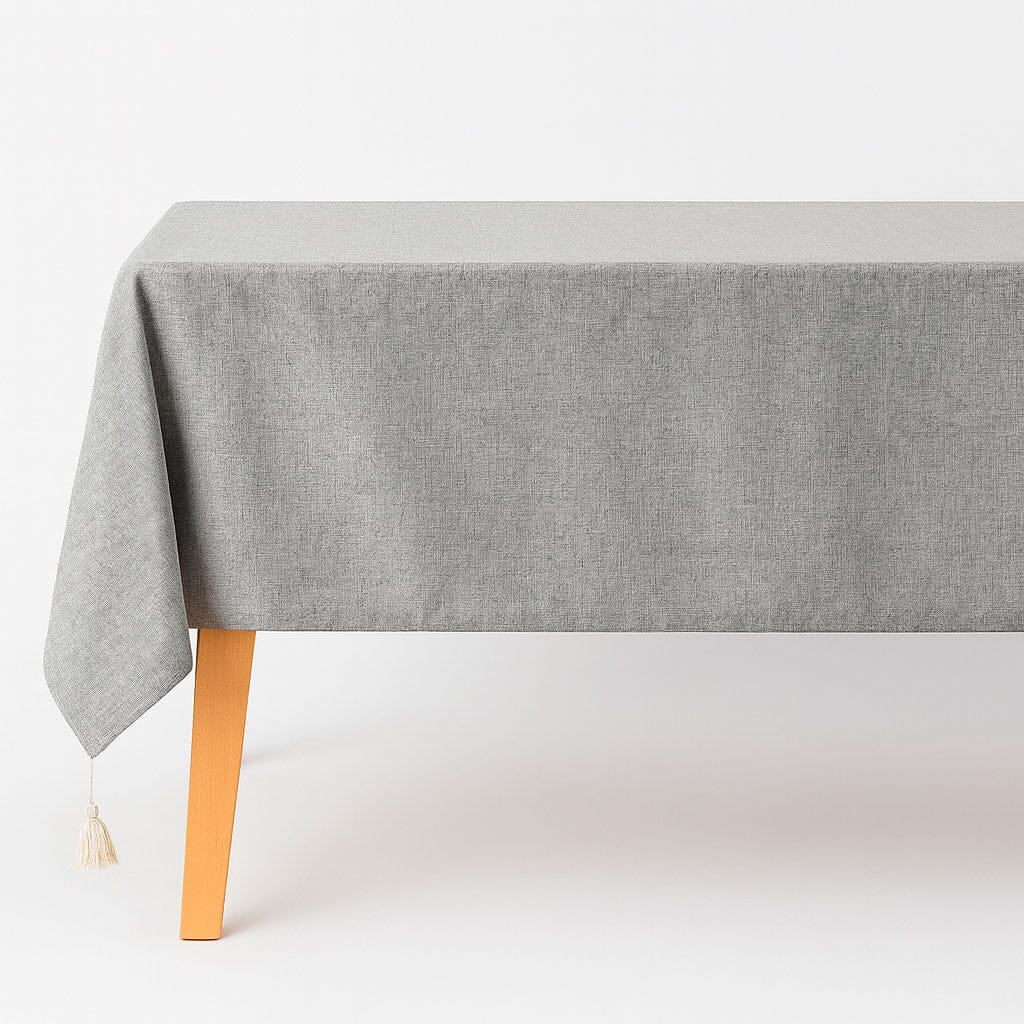 Toalha de Mesa de Linho com Ponta Tassel Toalha de Mesa de Linho com Ponta Tassel Doca Cinza 120*120cm 