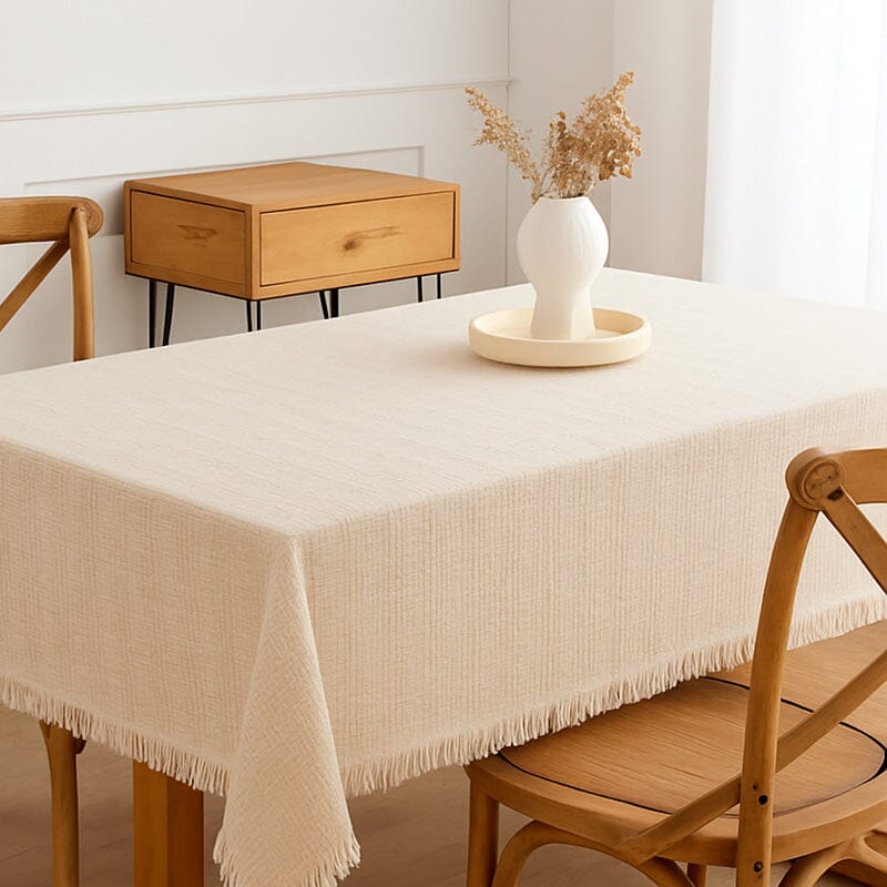 Toalha de Mesa Retangular com Borlas em Algodão Toalha de Mesa Retangular com Borlas em Algodão Doca 