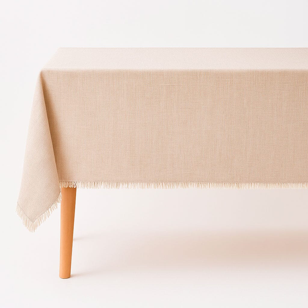 Toalha de Mesa Retangular com Borlas em Algodão Toalha de Mesa Retangular com Borlas em Algodão Doca Bege 90x150cm 