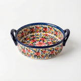 Travessa Cerâmica Pintada à Mão Redonda com Alças para Forno Travessa Cerâmica Pintada à Mão Redonda com Alças para Forno Doca 950 ml 