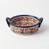 Travessa Cerâmica Pintada à Mão Redonda com Alças para Forno Travessa Cerâmica Pintada à Mão Redonda com Alças para Forno Doca 