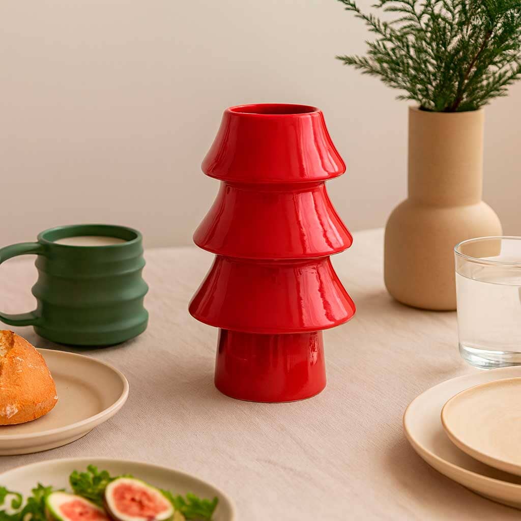 Vaso Cerâmica Natalino Estilo Árvore Natal Vaso Cerâmica Natalino Estilo Árvore Natal Doca 