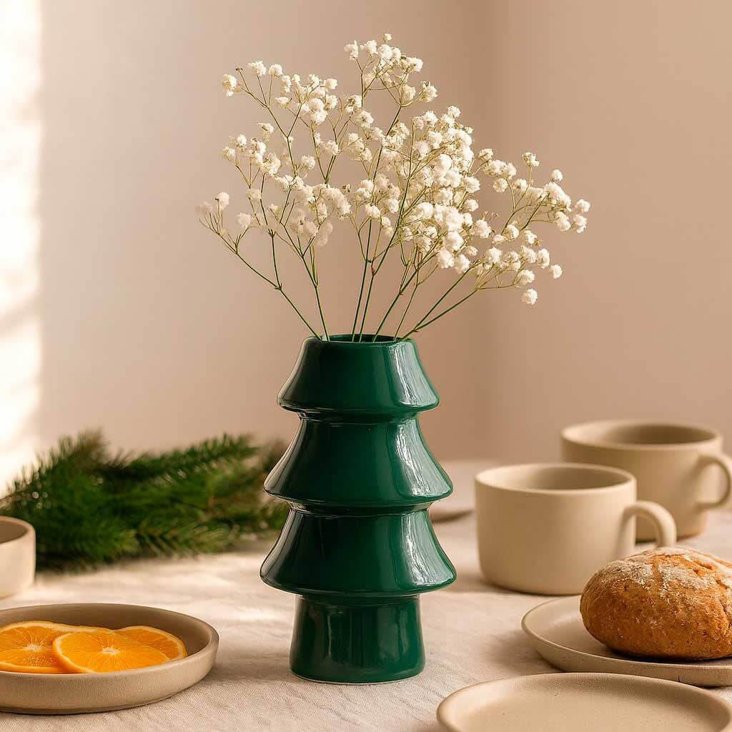 Vaso Cerâmica Natalino Estilo Árvore Natal Vaso Cerâmica Natalino Estilo Árvore Natal Doca 