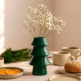 Vaso Cerâmica Natalino Estilo Árvore Natal Vaso Cerâmica Natalino Estilo Árvore Natal Doca 