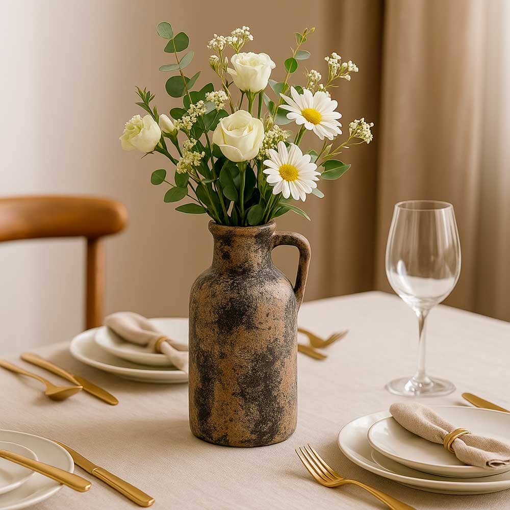 Vaso de Cerâmica Decorativo Rústico com Alça Vaso de Cerâmica Decorativo Rústico com Alça Doca 