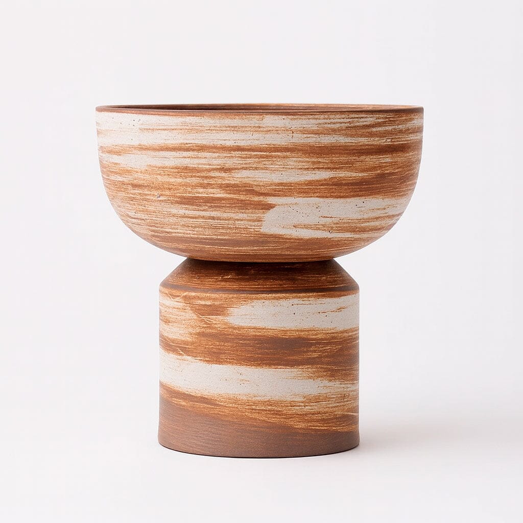 Vaso de Cerâmica em Pedestal 12,2 cm Vaso de Cerâmica em Pedestal 12,2 cm Doca Bege 