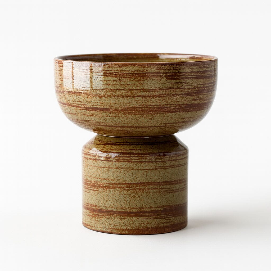 Vaso de Cerâmica em Pedestal 12,2 cm Vaso de Cerâmica em Pedestal 12,2 cm Doca Marrom 