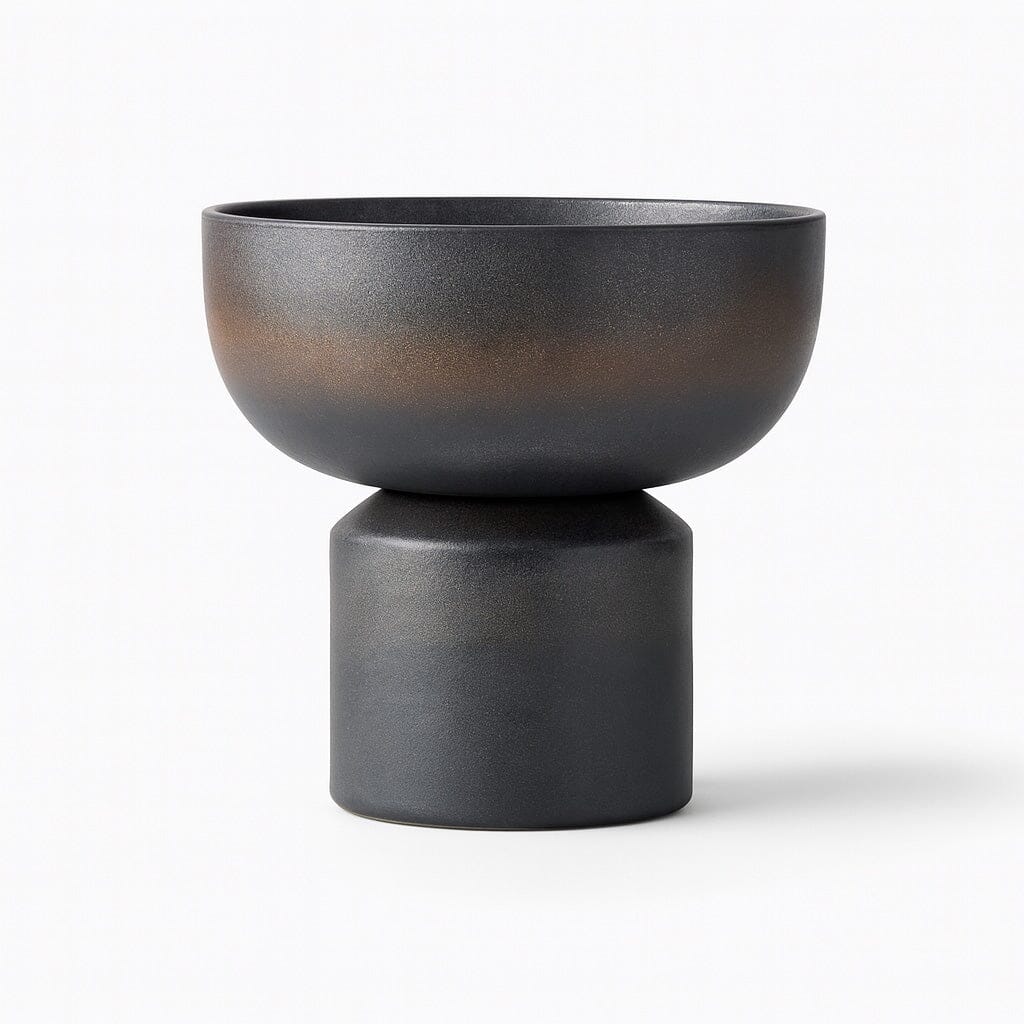 Vaso de Cerâmica em Pedestal 12,2 cm Vaso de Cerâmica em Pedestal 12,2 cm Doca Preto 