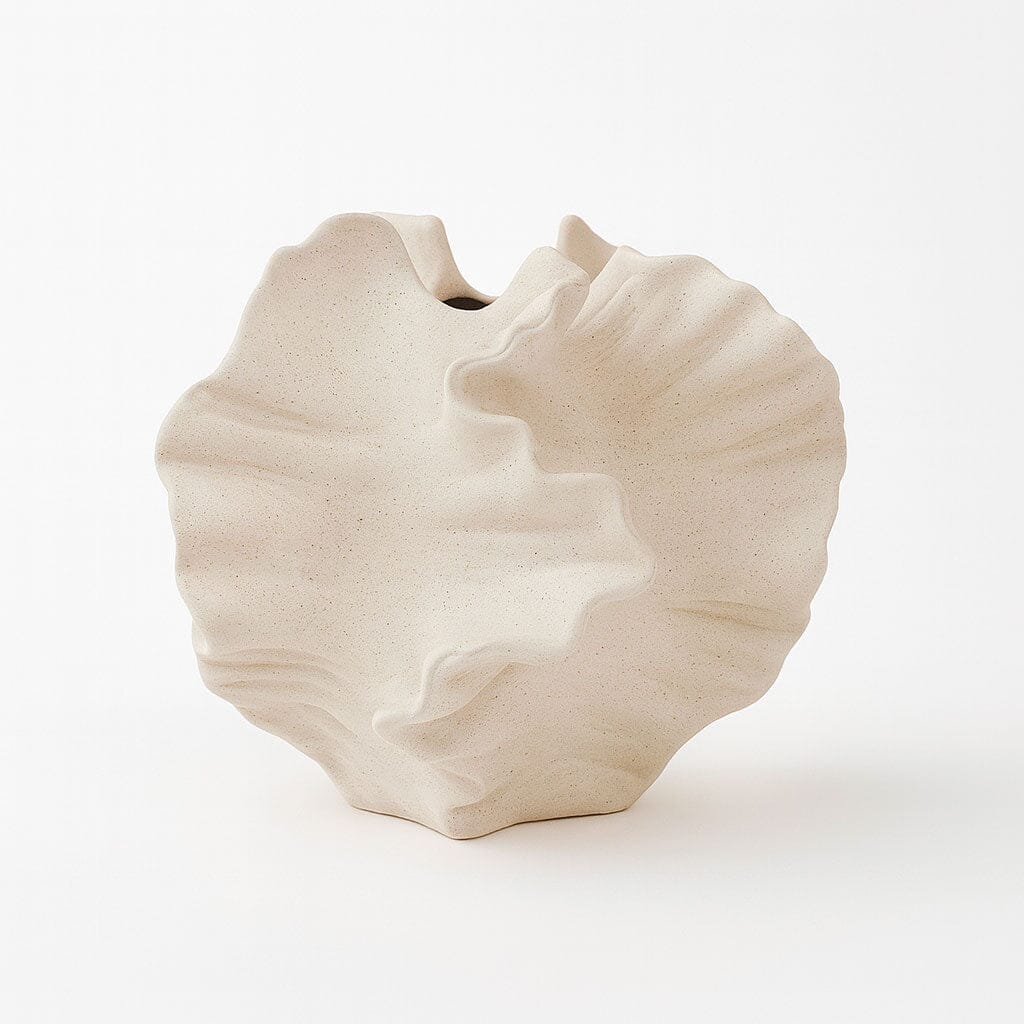 Vaso de Cerâmica Esculpido com Design Ondas Vaso de Cerâmica Esculpido com Design Ondas Doca Branco 
