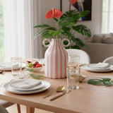 Vaso de Cerâmica Listrado Decorativo com Alças Vaso de Cerâmica Listrado Decorativo com Alças Doca 