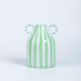 Vaso de Cerâmica Listrado Decorativo com Alças Vaso de Cerâmica Listrado Decorativo com Alças Doca Verde 