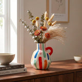 Vaso de Cerâmica Pintado à Mão com Alças Coloridas Vaso de Cerâmica Pintado à Mão com Alças Coloridas Doca 