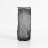 Vaso de Vidro Texturizado Cilíndrico para Decoração de Mesa Vaso de Vidro Texturizado Cilíndrico para Decoração de Mesa Doca Cinza 