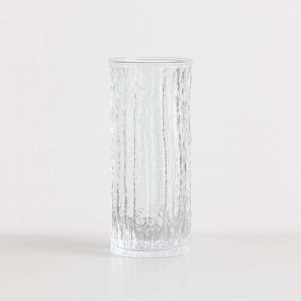 Vaso de Vidro Texturizado Cilíndrico para Decoração de Mesa Vaso de Vidro Texturizado Cilíndrico para Decoração de Mesa Doca Transparente 