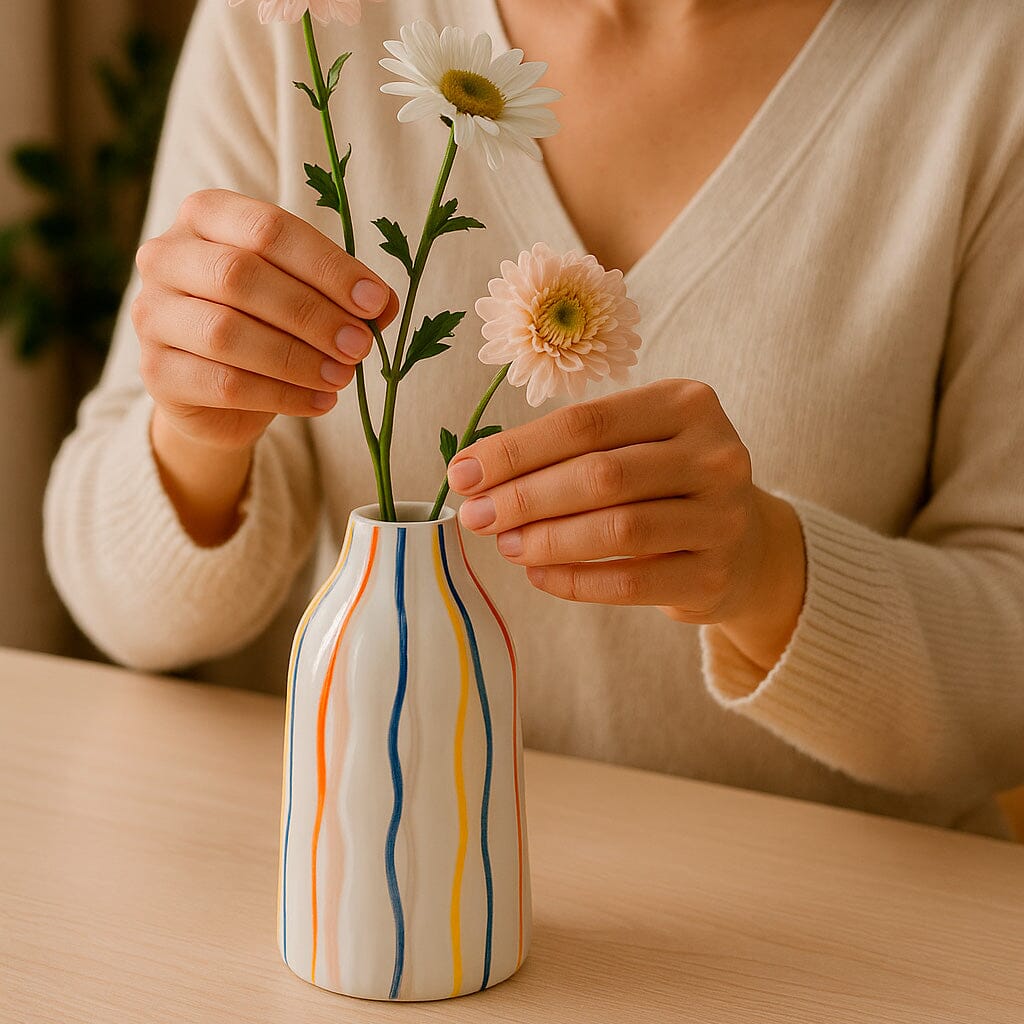 Vaso Decorativo de Cerâmica com Pintura Colorida para Centro de Mesa Vaso Decorativo de Cerâmica com Pintura Colorida para Centro de Mesa Doca 