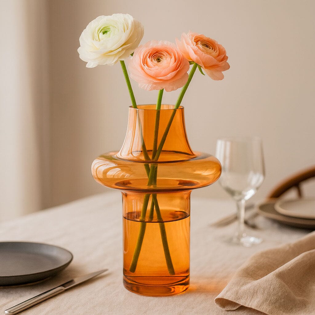Vaso Decorativo de Vidro Âmbar Moderno Vaso Decorativo de Vidro Âmbar Moderno Doca 